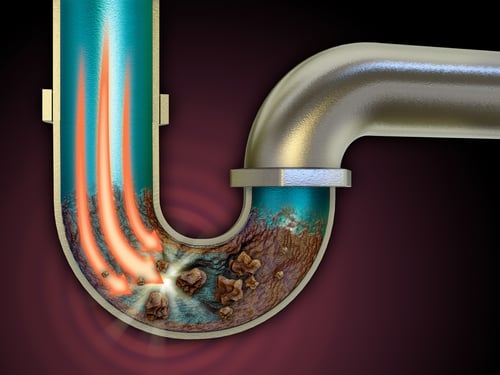 Digital illustration of unclogging pipes